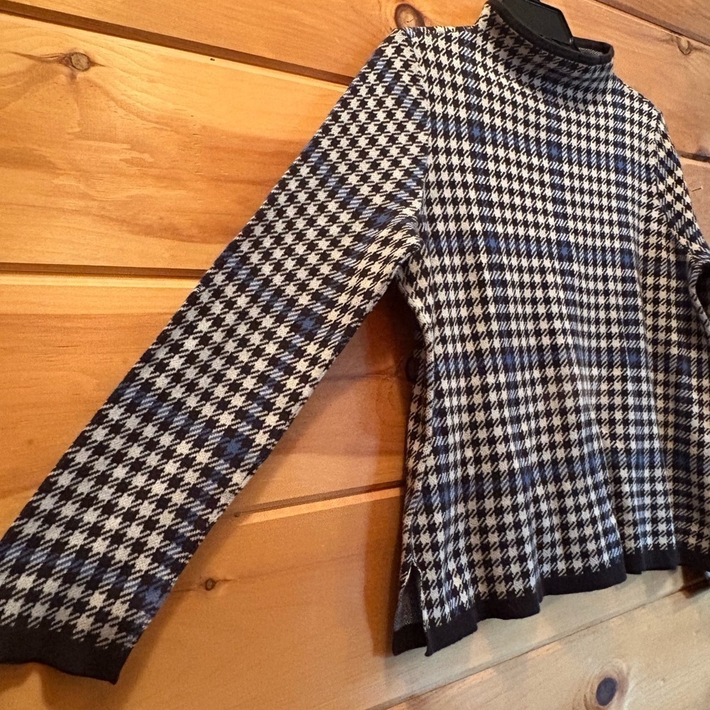 Crown & Ivy Blue, Black and White Turtleneck Sweater - Picture 2 of 7